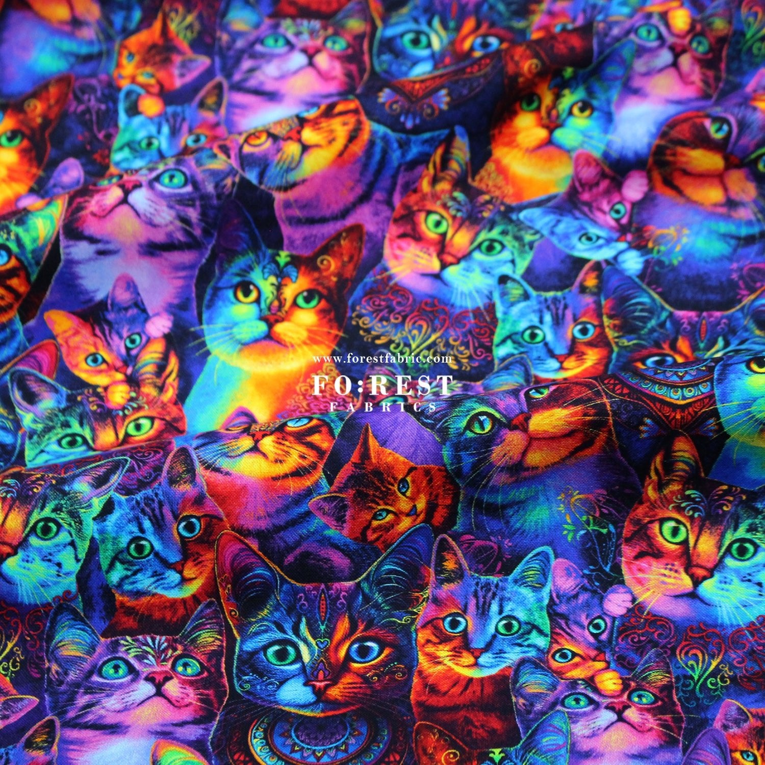 cotton - Rainbow Cats fabric - FO:REST Fabric 布恩堂Liberty fabrictana lawnjapanese fabricykk zipper