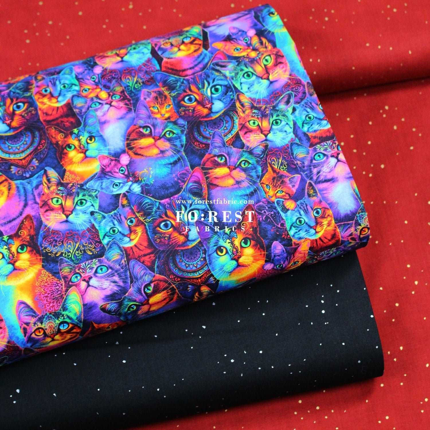 cotton - Rainbow Cats fabric - FO:REST Fabric 布恩堂Liberty fabrictana lawnjapanese fabricykk zipper