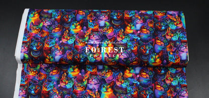 cotton - Rainbow Cats fabric - FO:REST Fabric 布恩堂Liberty fabrictana lawnjapanese fabricykk zipper