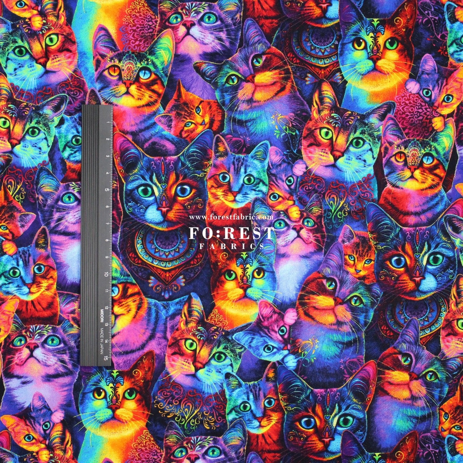 cotton - Rainbow Cats fabric - FO:REST Fabric 布恩堂Liberty fabrictana lawnjapanese fabricykk zipper