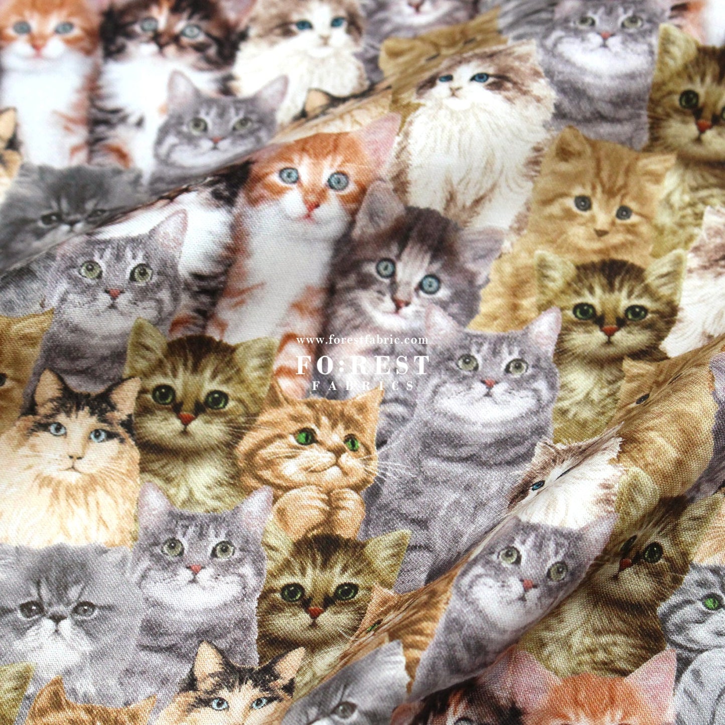 cotton - Realistic Cats fabric - FO:REST Fabric 布恩堂Liberty fabrictana lawnjapanese fabricykk zipper
