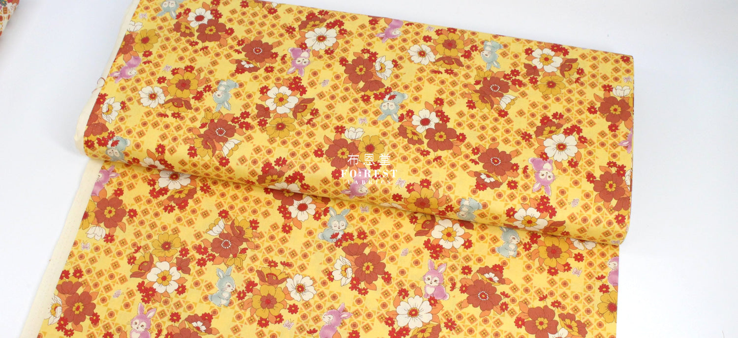 Cotton - Retono Rabbit Fabric Mustard