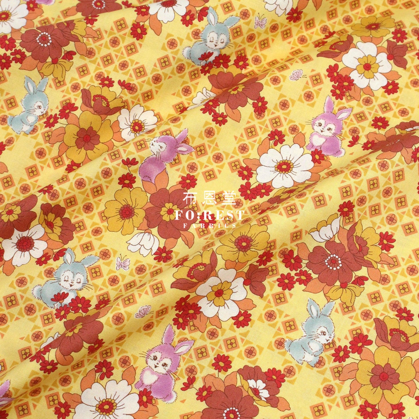 Cotton - Retono Rabbit Fabric Mustard