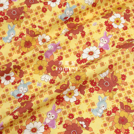 Cotton - Retono Rabbit Fabric Mustard