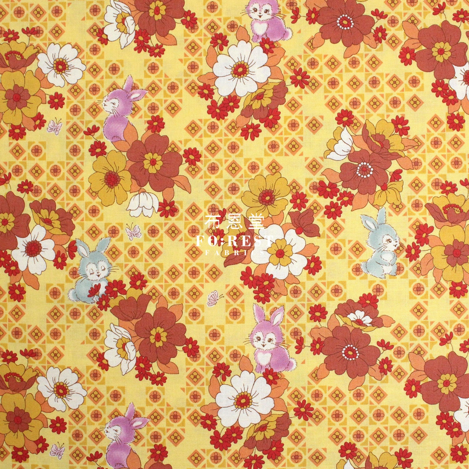 Cotton - Retono Rabbit Fabric Mustard
