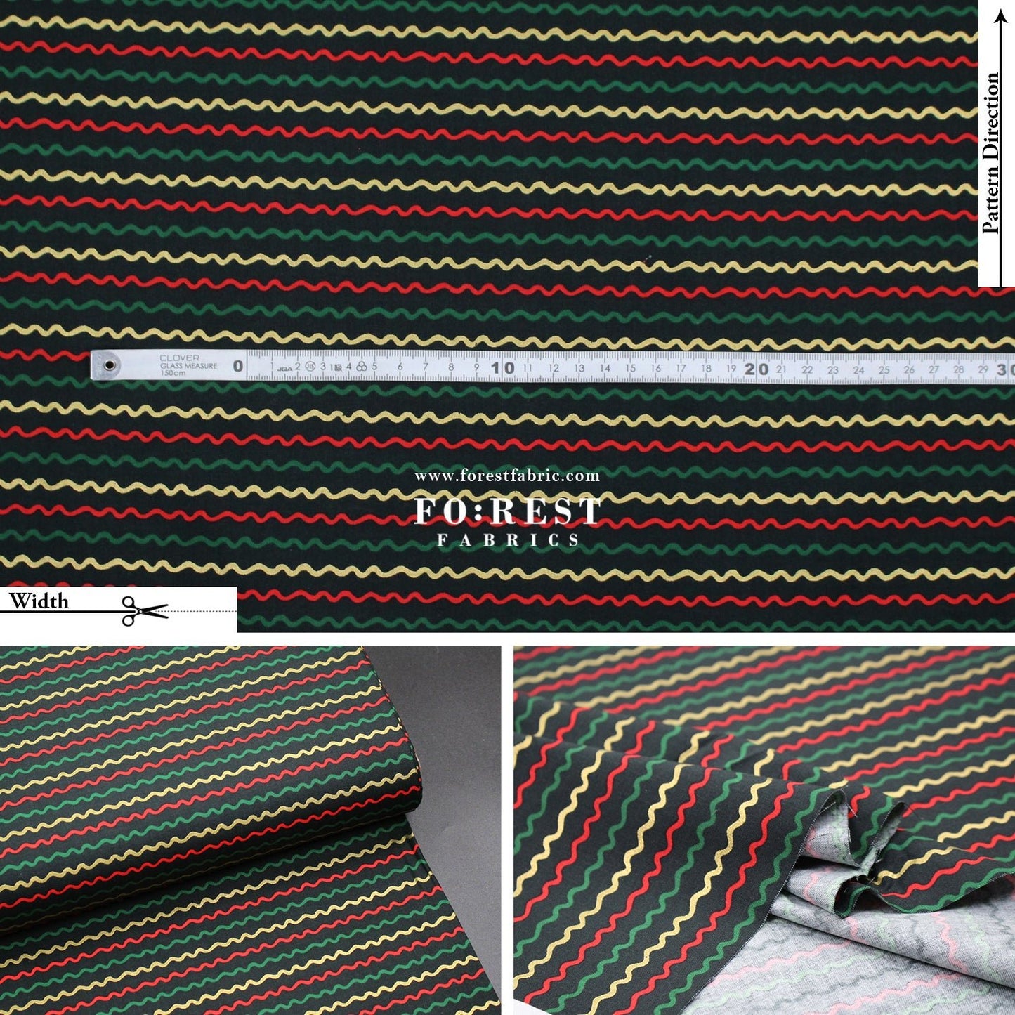 cotton - Ribbon Stripe Evergreen Metallic Fabric - FO:REST Fabric 布恩堂Liberty fabrictana lawnjapanese fabricykk zipper