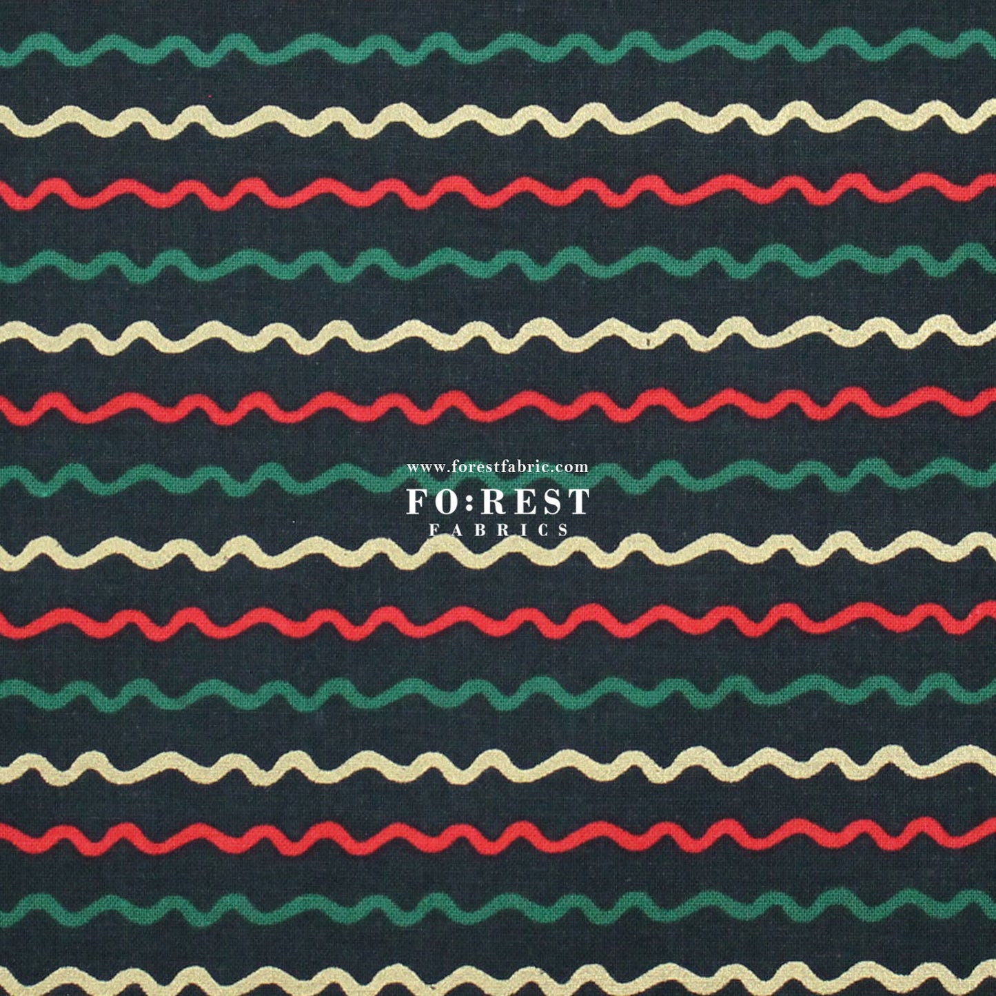 cotton - Ribbon Stripe Evergreen Metallic Fabric - FO:REST Fabric 布恩堂Liberty fabrictana lawnjapanese fabricykk zipper