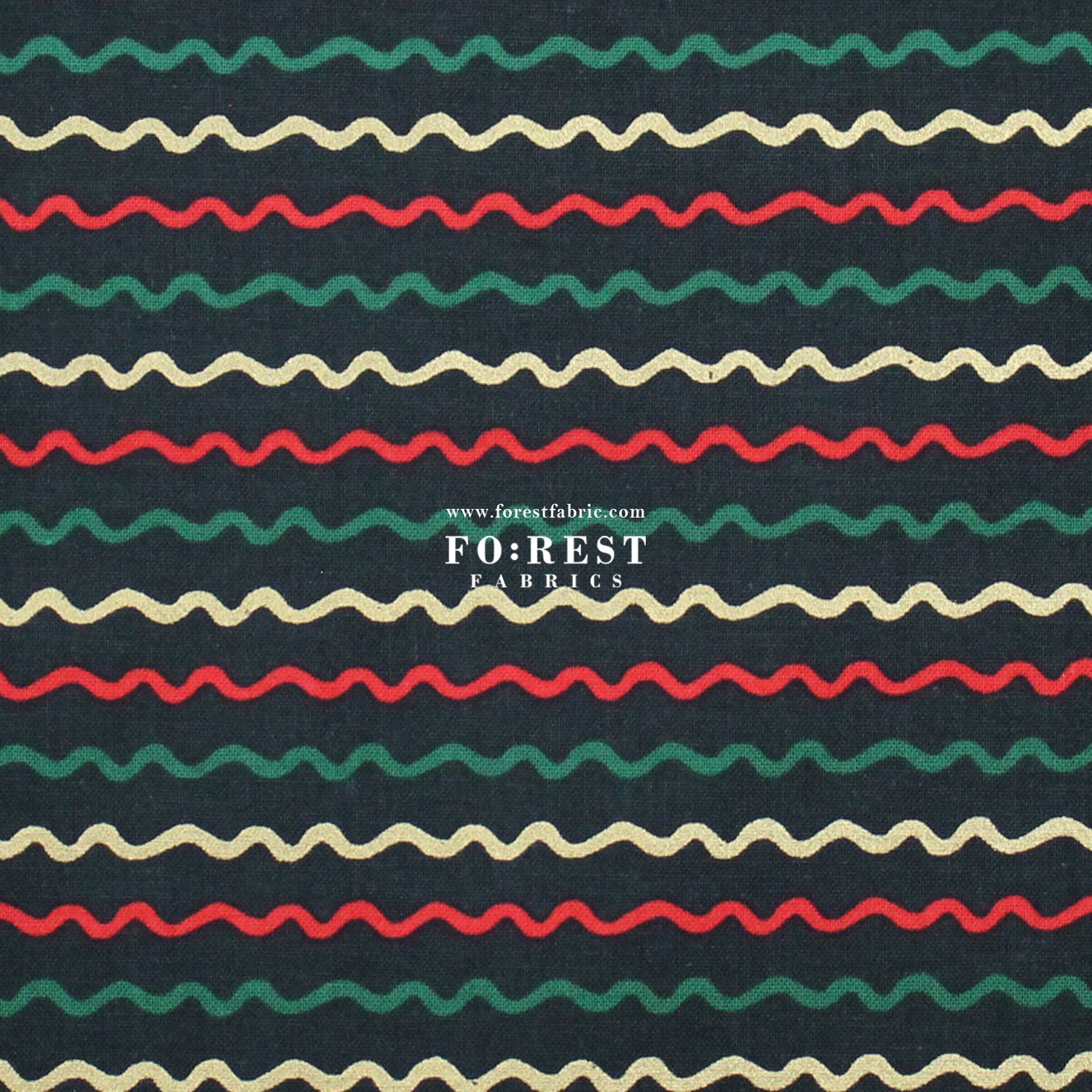 cotton - Ribbon Stripe Evergreen Metallic Fabric - FO:REST Fabric 布恩堂Liberty fabrictana lawnjapanese fabricykk zipper