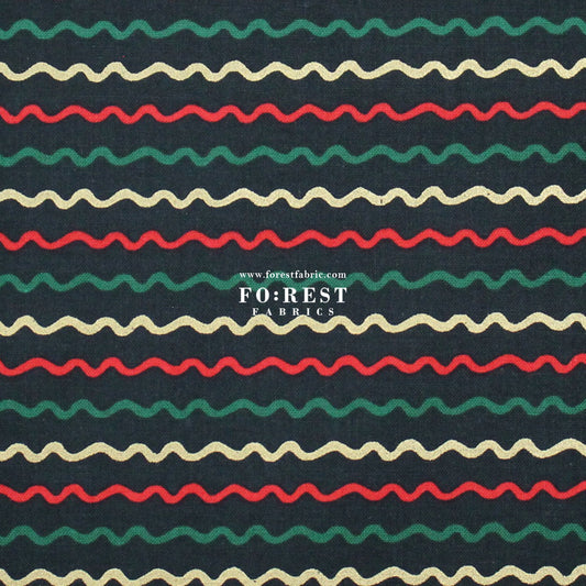 cotton - Ribbon Stripe Evergreen Metallic Fabric - FO:REST Fabric 布恩堂Liberty fabrictana lawnjapanese fabricykk zipper