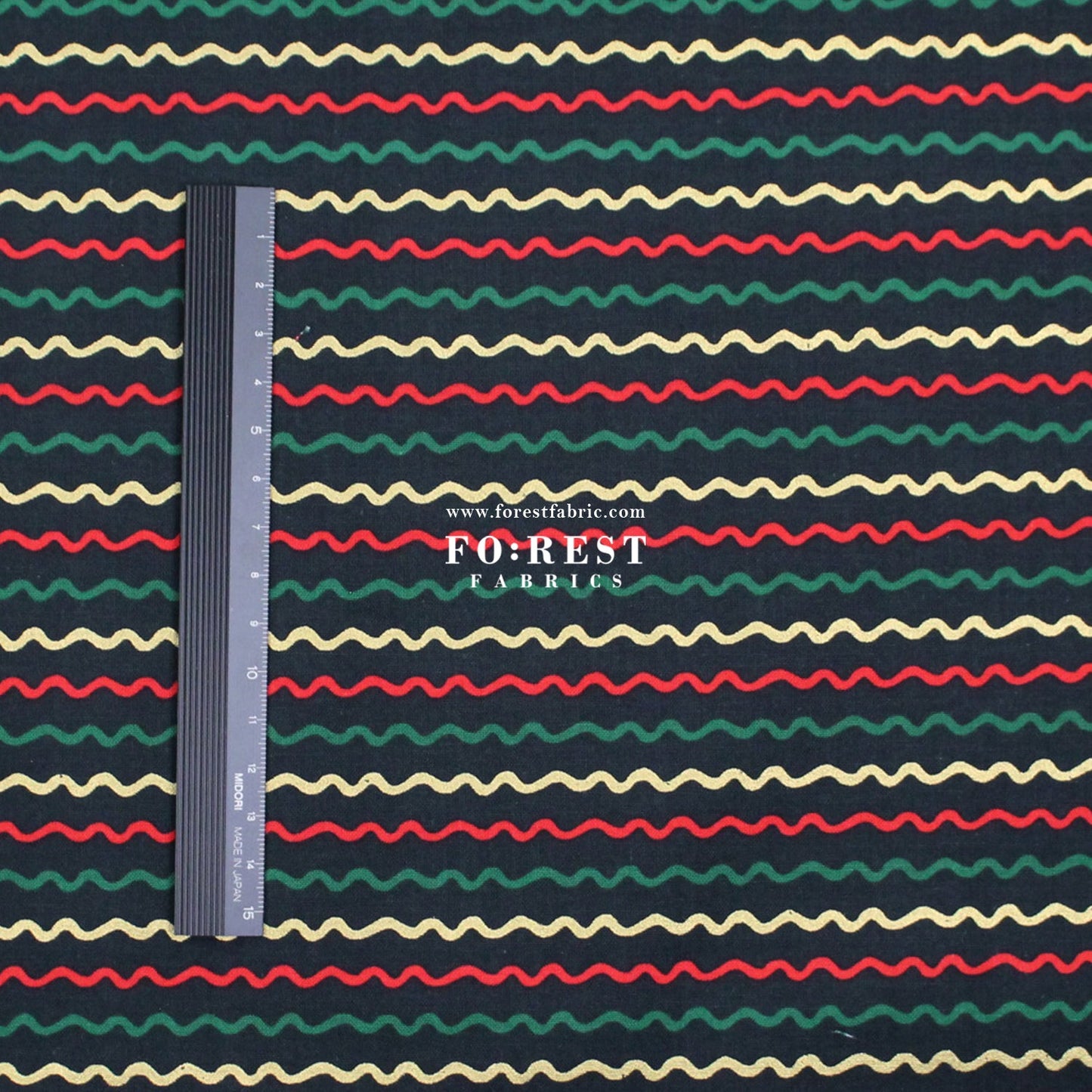 cotton - Ribbon Stripe Evergreen Metallic Fabric - FO:REST Fabric 布恩堂Liberty fabrictana lawnjapanese fabricykk zipper
