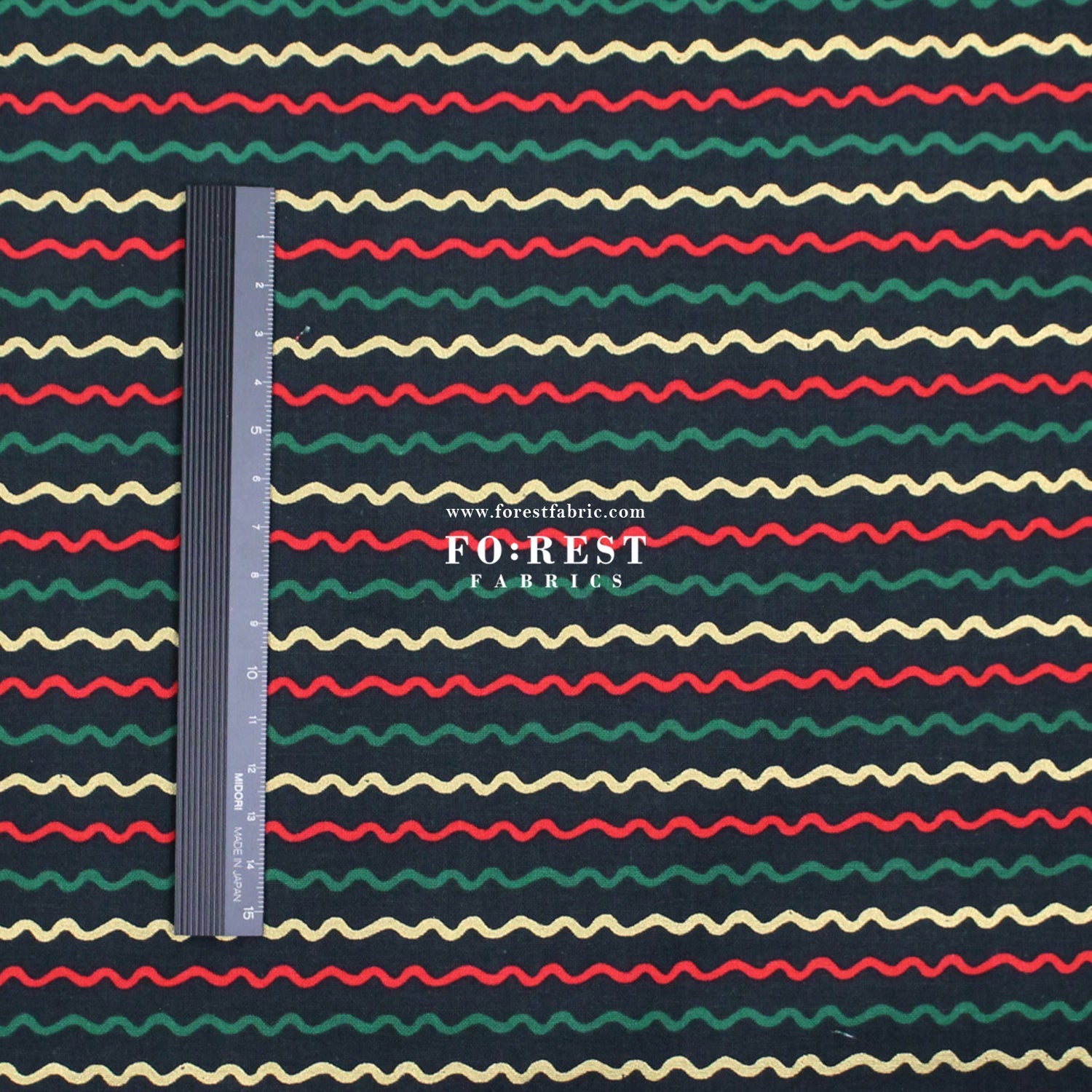 cotton - Ribbon Stripe Evergreen Metallic Fabric - FO:REST Fabric 布恩堂Liberty fabrictana lawnjapanese fabricykk zipper
