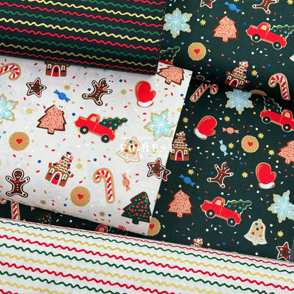 cotton - Ribbon Stripe Evergreen Metallic Fabric - FO:REST Fabric 布恩堂Liberty fabrictana lawnjapanese fabricykk zipper