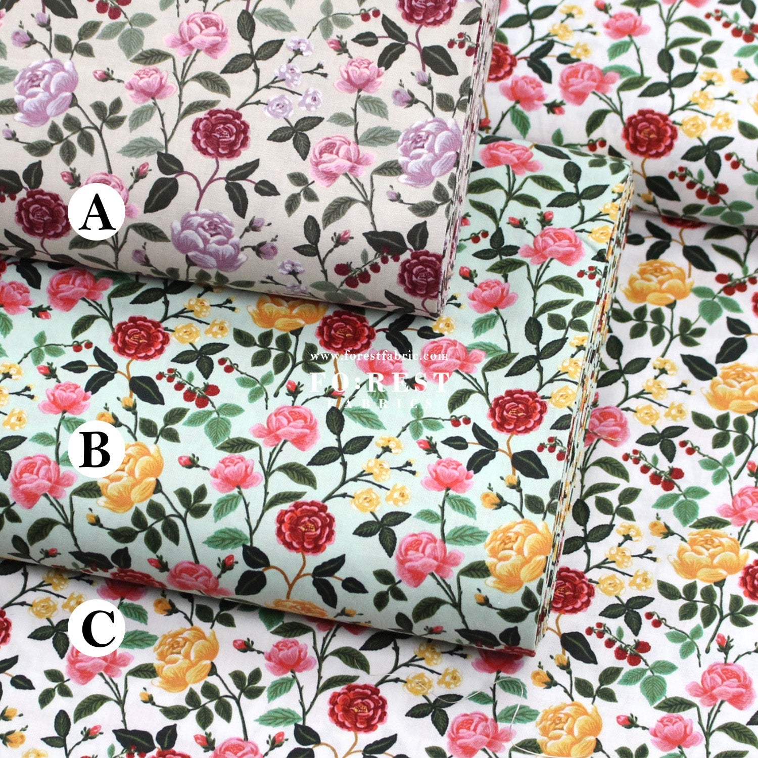 cotton - Rose fabric - FO:REST Fabric 布恩堂Liberty fabrictana lawnjapanese fabricykk zipper