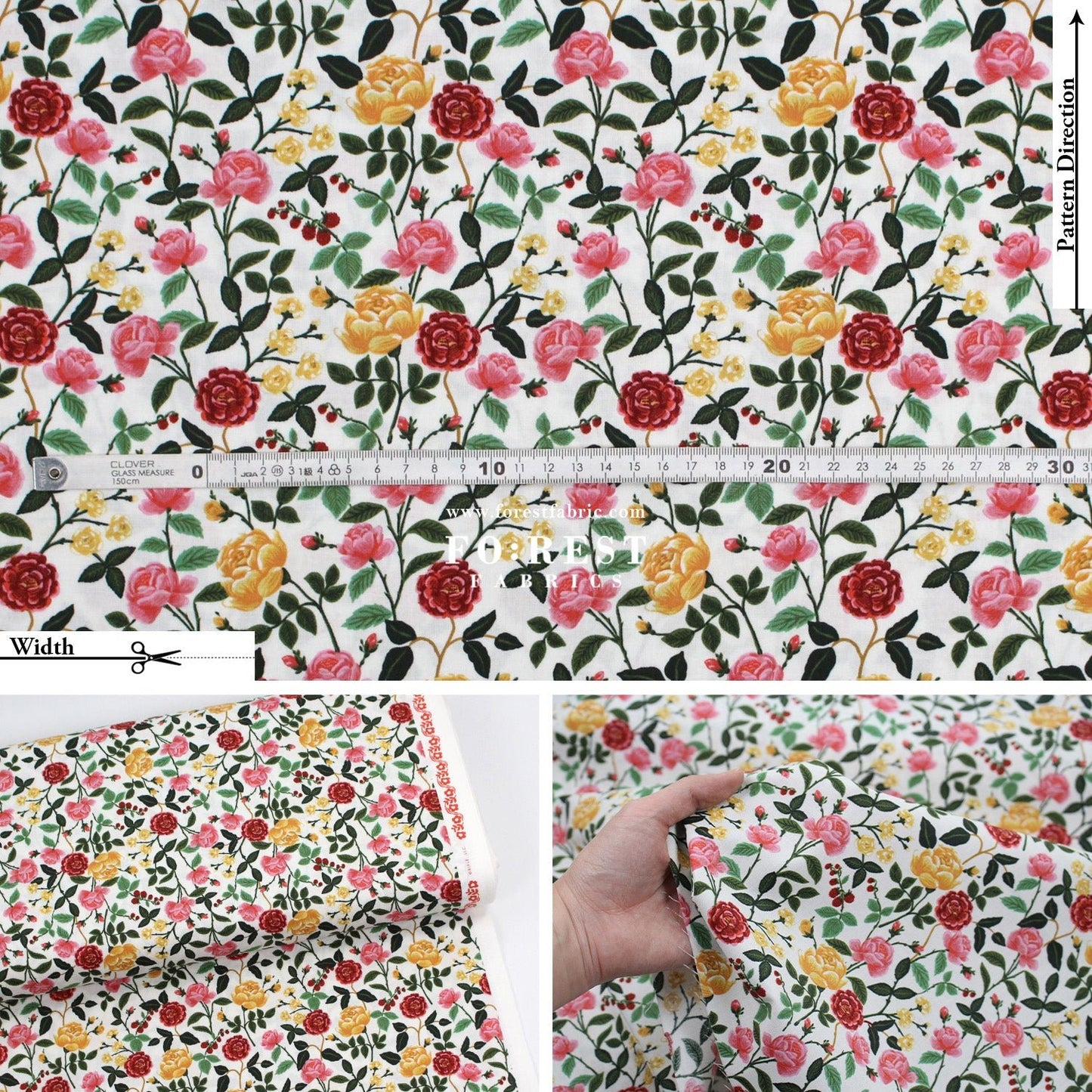 cotton - Rose fabric - FO:REST Fabric 布恩堂Liberty fabrictana lawnjapanese fabricykk zipper