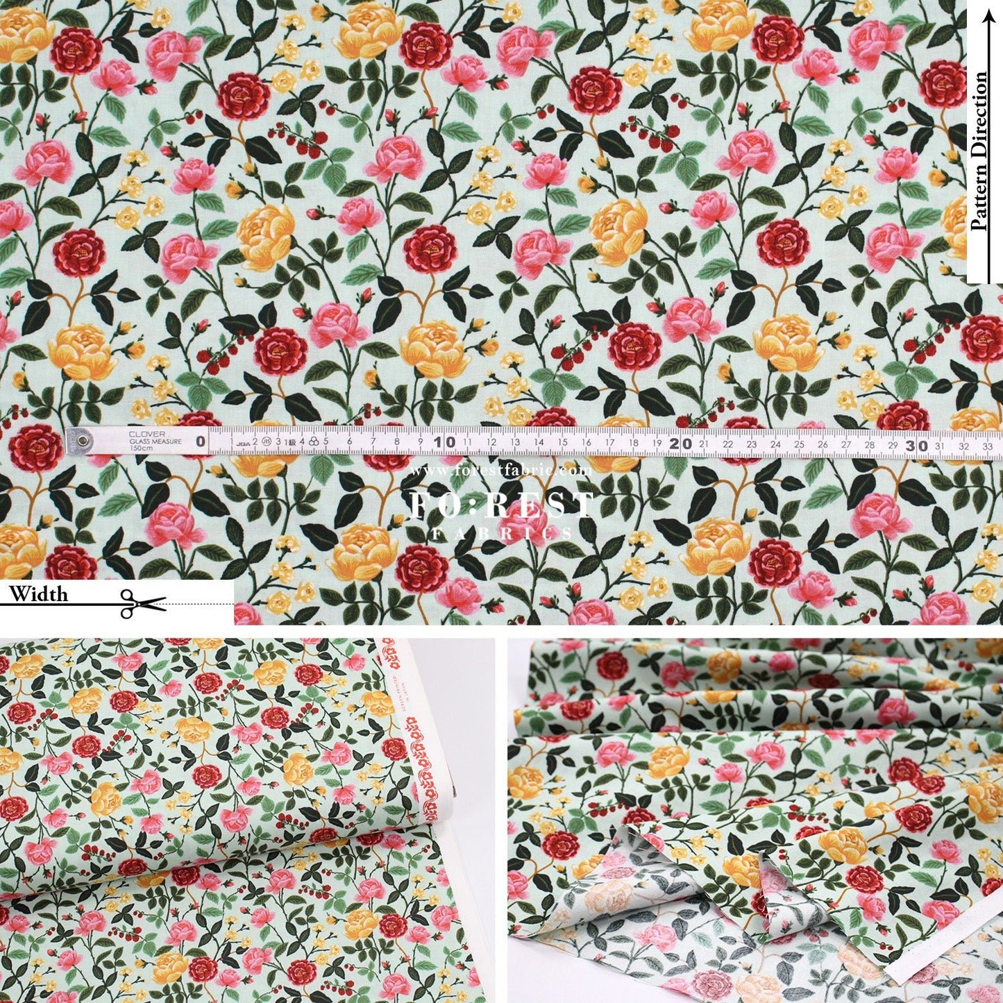 cotton - Rose fabric - FO:REST Fabric 布恩堂Liberty fabrictana lawnjapanese fabricykk zipper