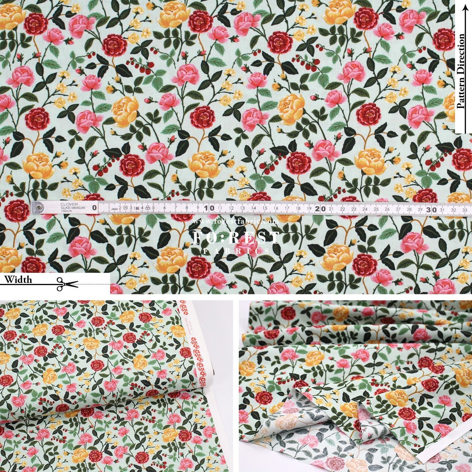 cotton - Rose fabric - FO:REST Fabric 布恩堂Liberty fabrictana lawnjapanese fabricykk zipper