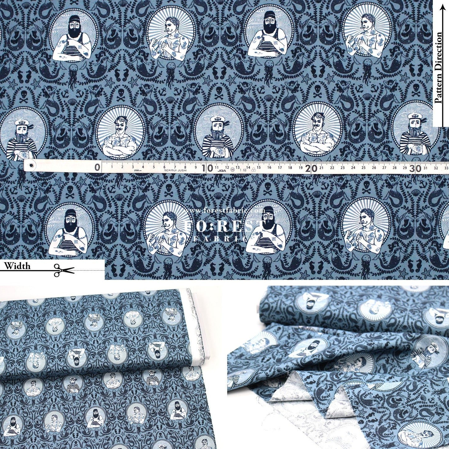 cotton - Sailor Salty Colony fabric - FO:REST Fabric 布恩堂Liberty fabrictana lawnjapanese fabricykk zipper