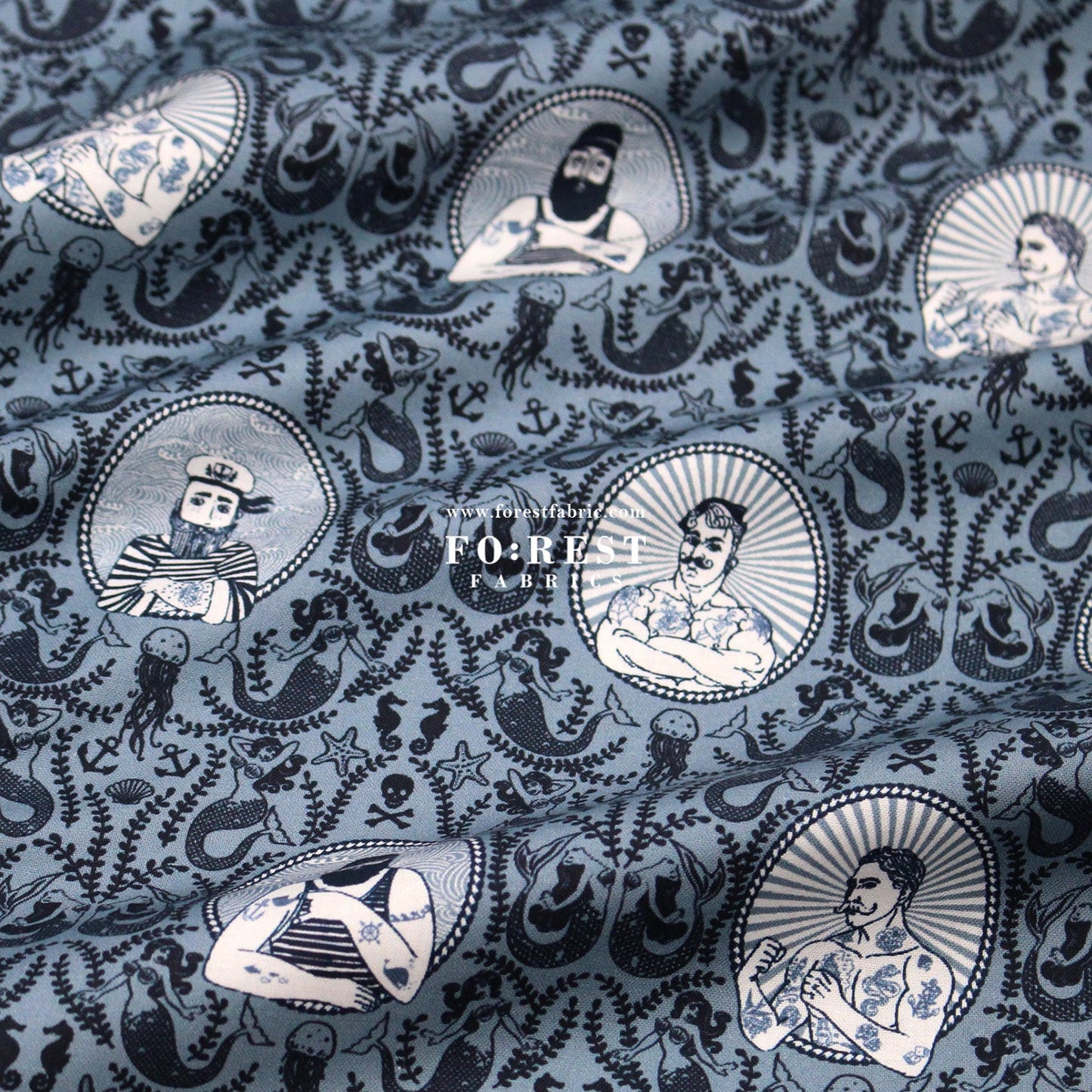 cotton - Sailor Salty Colony fabric - FO:REST Fabric 布恩堂Liberty fabrictana lawnjapanese fabricykk zipper
