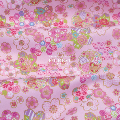 cotton - Sakura flower dance - FO:REST Fabric 布恩堂Liberty fabrictana lawnjapanese fabricykk zipper
