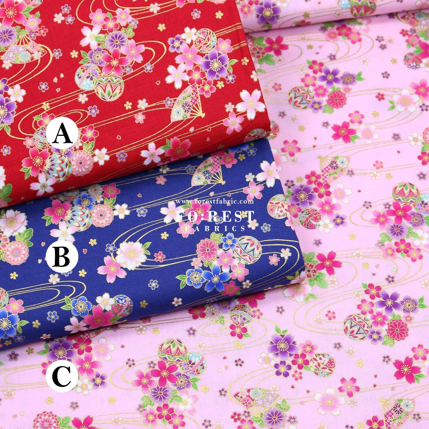 cotton - Sakura River - FO:REST Fabric 布恩堂Liberty fabrictana lawnjapanese fabricykk zipper