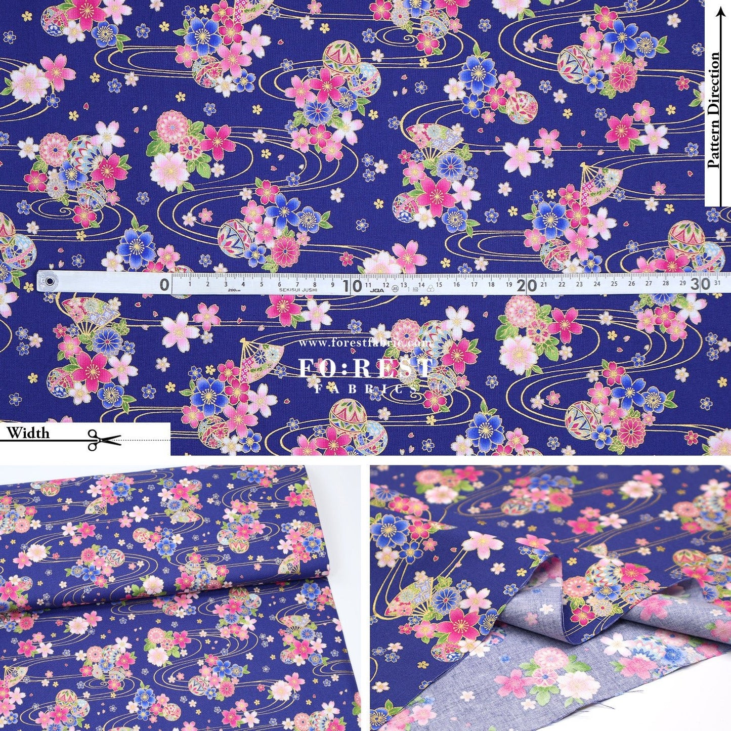 cotton - Sakura River - FO:REST Fabric 布恩堂Liberty fabrictana lawnjapanese fabricykk zipper