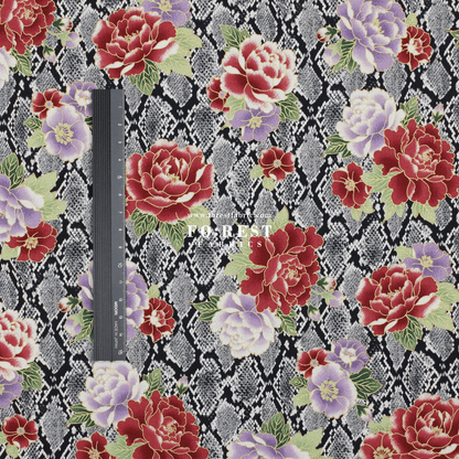 cotton - Sanke Peony金彩白蛇 fabric Black - FO:REST Fabric 布恩堂Liberty fabrictana lawnjapanese fabricykk zipper