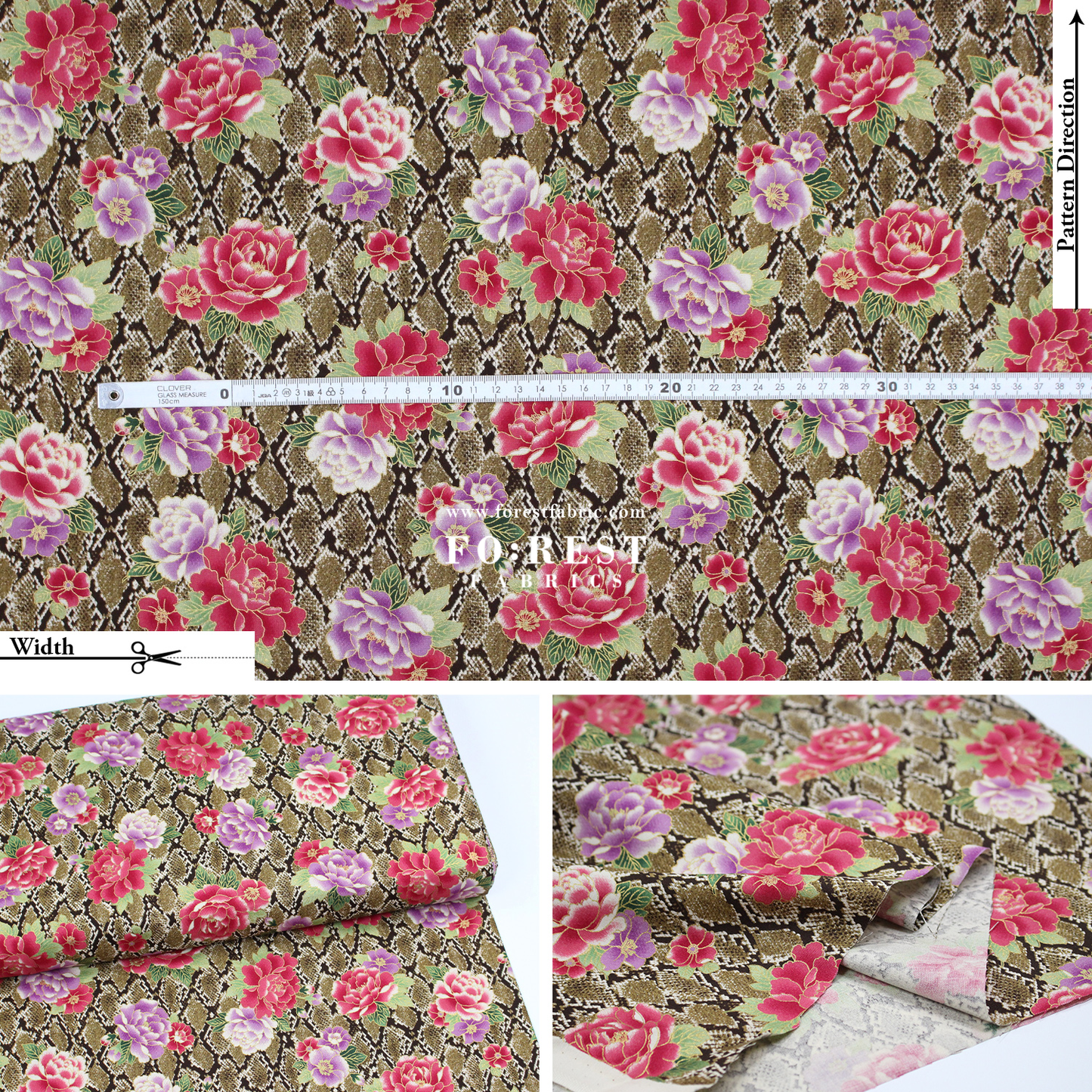 cotton - Sanke Peony金彩白蛇 fabric Mustard - FO:REST Fabric 布恩堂Liberty fabrictana lawnjapanese fabricykk zipper