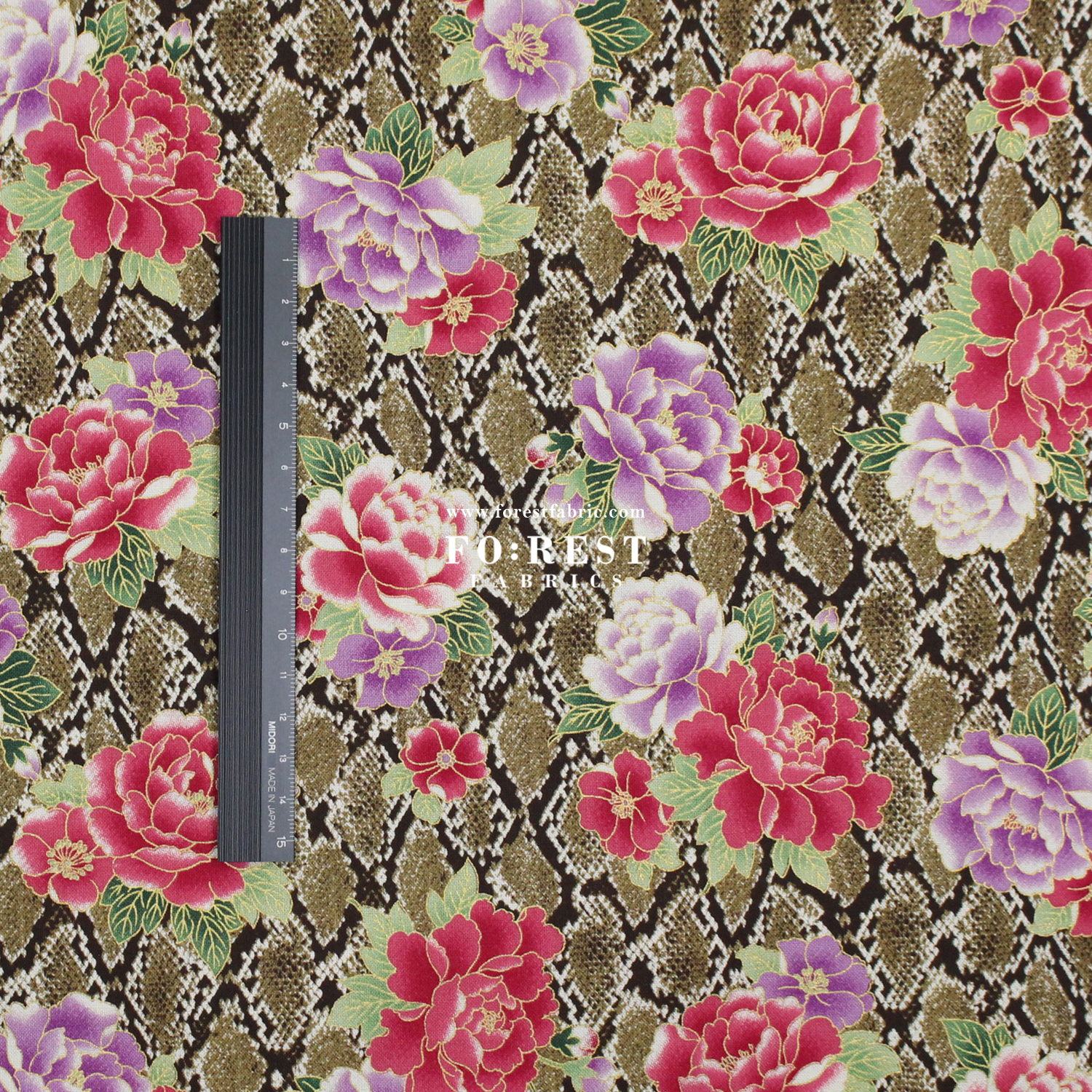 cotton - Sanke Peony金彩白蛇 fabric Mustard - FO:REST Fabric 布恩堂Liberty fabrictana lawnjapanese fabricykk zipper