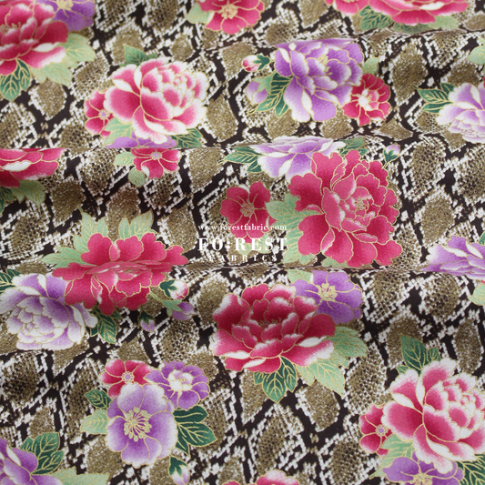 cotton - Sanke Peony金彩白蛇 fabric Mustard - FO:REST Fabric 布恩堂Liberty fabrictana lawnjapanese fabricykk zipper
