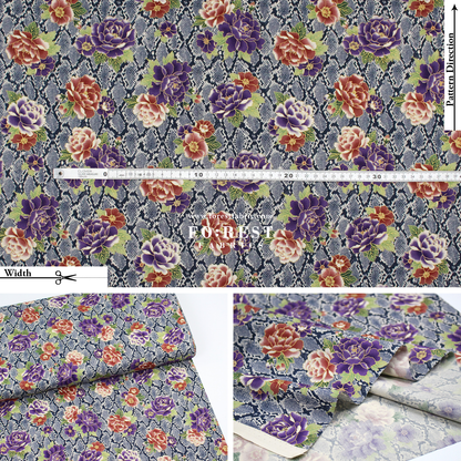 cotton - Sanke Peony金彩白蛇 fabric Navy - FO:REST Fabric 布恩堂Liberty fabrictana lawnjapanese fabricykk zipper