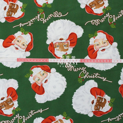 Cotton -Santa Claus Fabric Green
