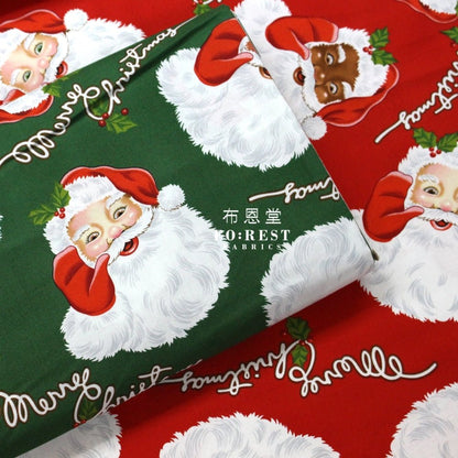 cotton - Santa Claus fabric Green - FO:REST Fabric 布恩堂Liberty fabrictana lawnjapanese fabricykk zipper