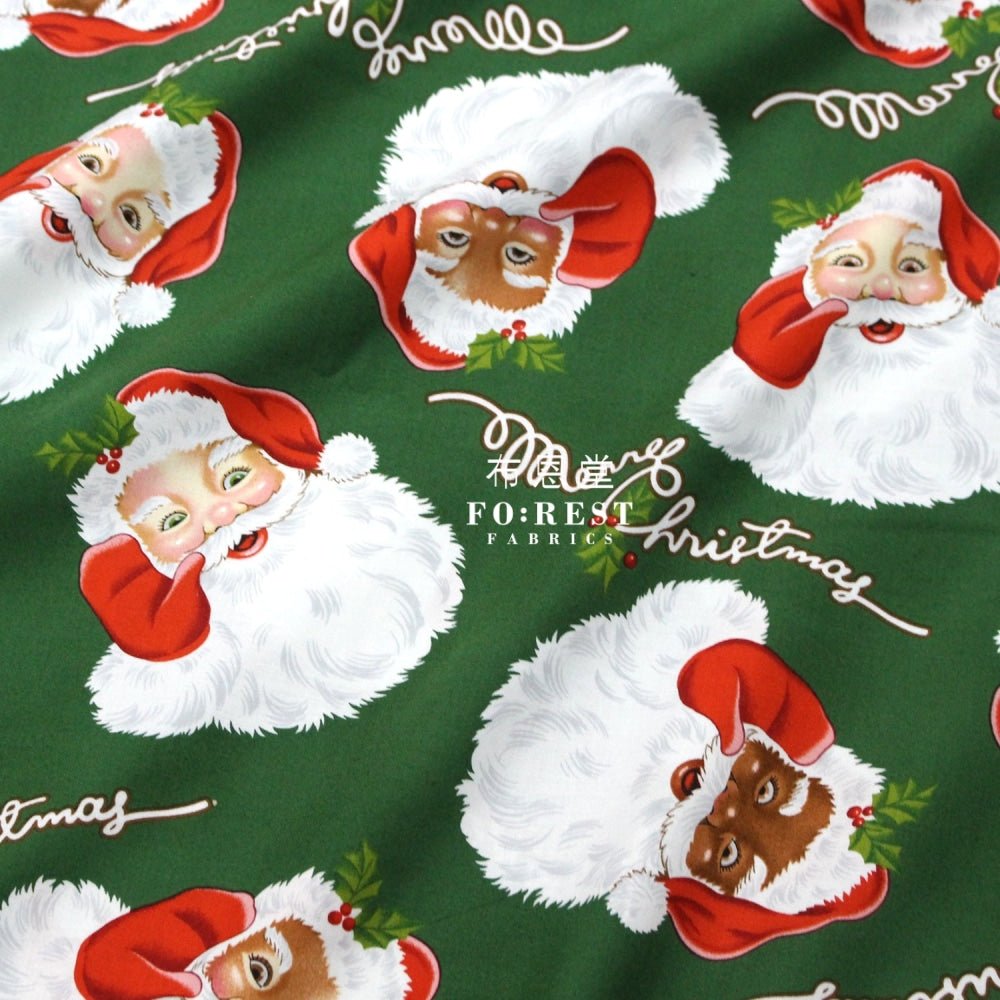 cotton - Santa Claus fabric Green - FO:REST Fabric 布恩堂Liberty fabrictana lawnjapanese fabricykk zipper