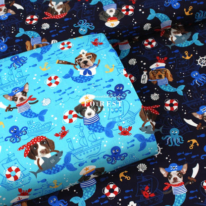 cotton - Sea Woofs Allover dogs fabric Navy - FO:REST Fabric 布恩堂Liberty fabrictana lawnjapanese fabricykk zipper