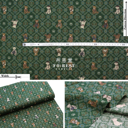 Cotton - Sewing Teddy Bear Fabric Dark Green