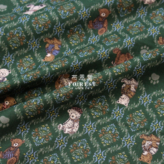 Cotton - Sewing Teddy Bear Fabric Dark Green