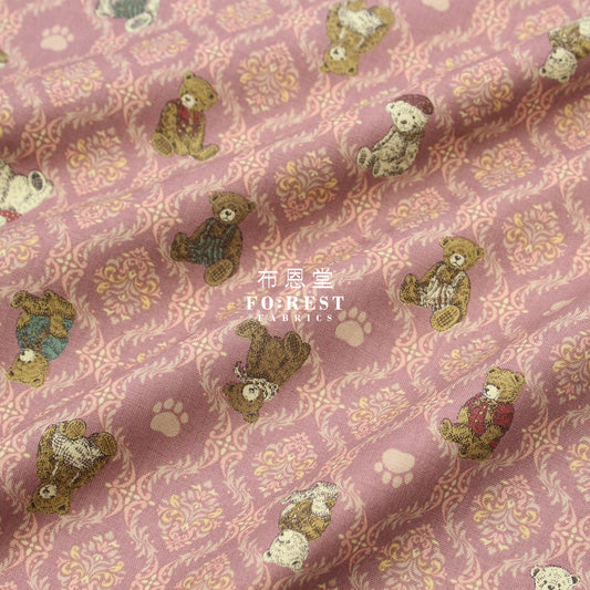 Cotton - Sewing Teddy Bear Fabric Dark Pink