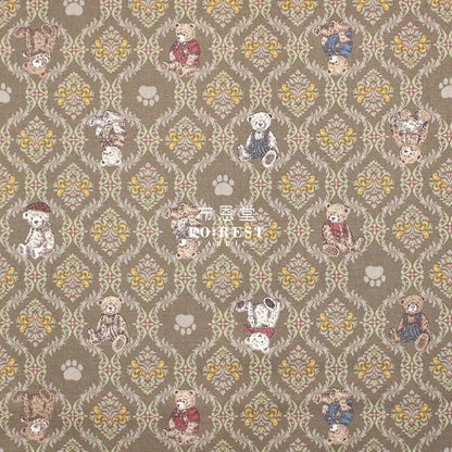 cotton - Sewing Teddy Bear fabric Khaki - FO:REST Fabric 布恩堂Liberty fabrictana lawnjapanese fabricykk zipper