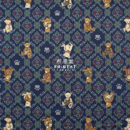 cotton - Sewing Teddy Bear fabric Navy - FO:REST Fabric 布恩堂Liberty fabrictana lawnjapanese fabricykk zipper