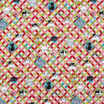 cotton - Shippo cats fabric Natural - FO:REST Fabric 布恩堂Liberty fabrictana lawnjapanese fabricykk zipper