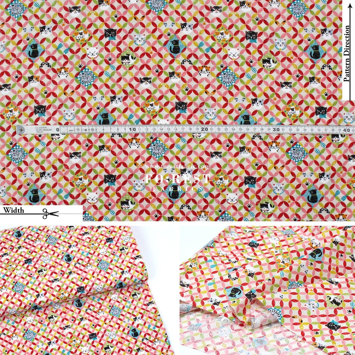 cotton - Shippo cats fabric Natural - FO:REST Fabric 布恩堂Liberty fabrictana lawnjapanese fabricykk zipper