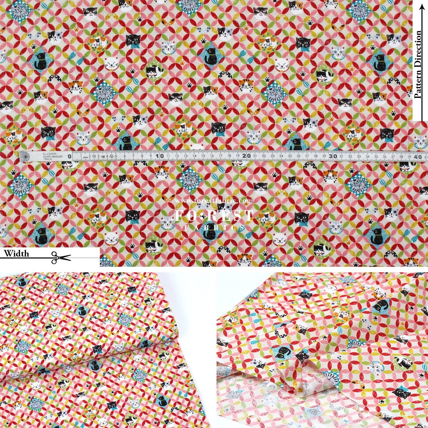 cotton - Shippo cats fabric Natural - FO:REST Fabric 布恩堂Liberty fabrictana lawnjapanese fabricykk zipper