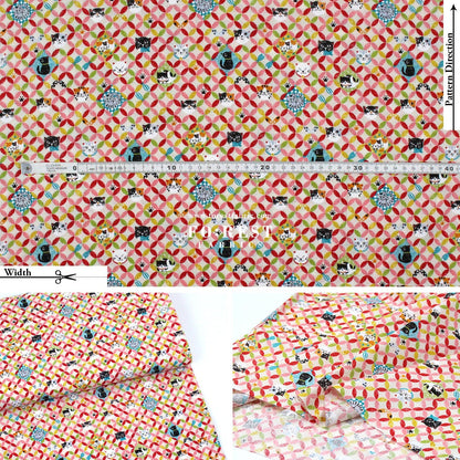 cotton - Shippo cats fabric Natural - FO:REST Fabric 布恩堂Liberty fabrictana lawnjapanese fabricykk zipper