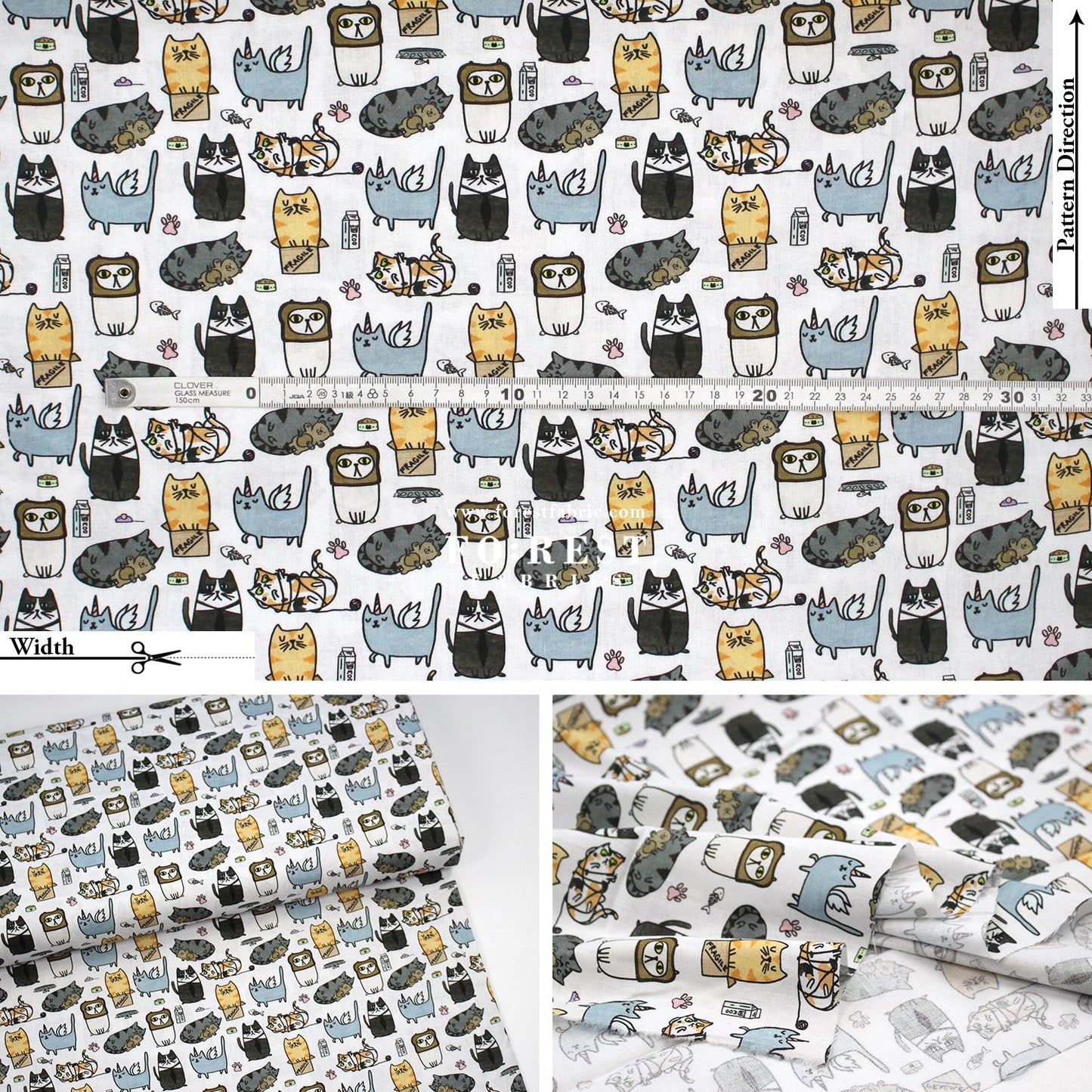 cotton - Silly Cats fabric - FO:REST Fabric 布恩堂Liberty fabrictana lawnjapanese fabricykk zipper