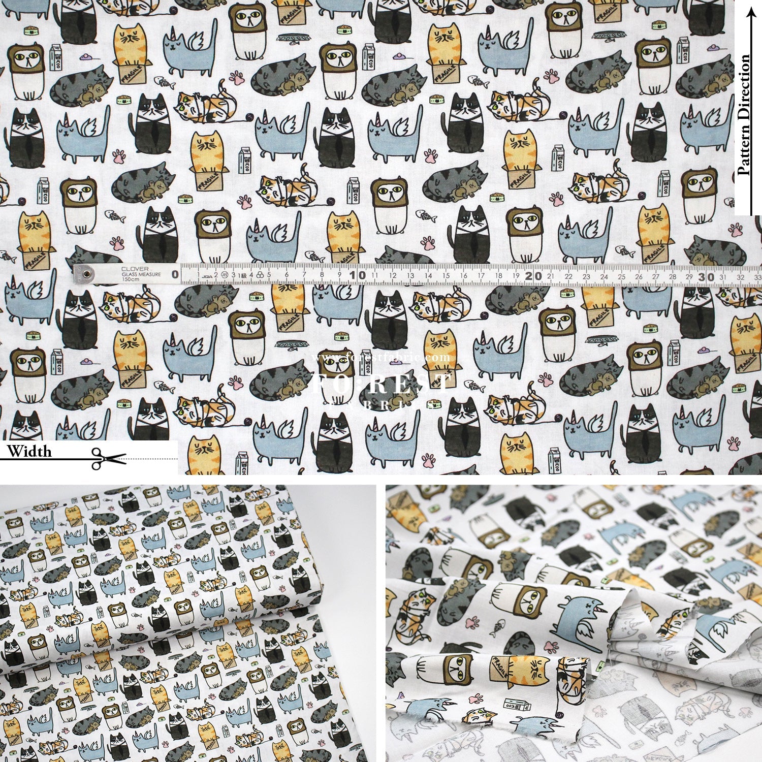 cotton - Silly Cats fabric - FO:REST Fabric 布恩堂Liberty fabrictana lawnjapanese fabricykk zipper