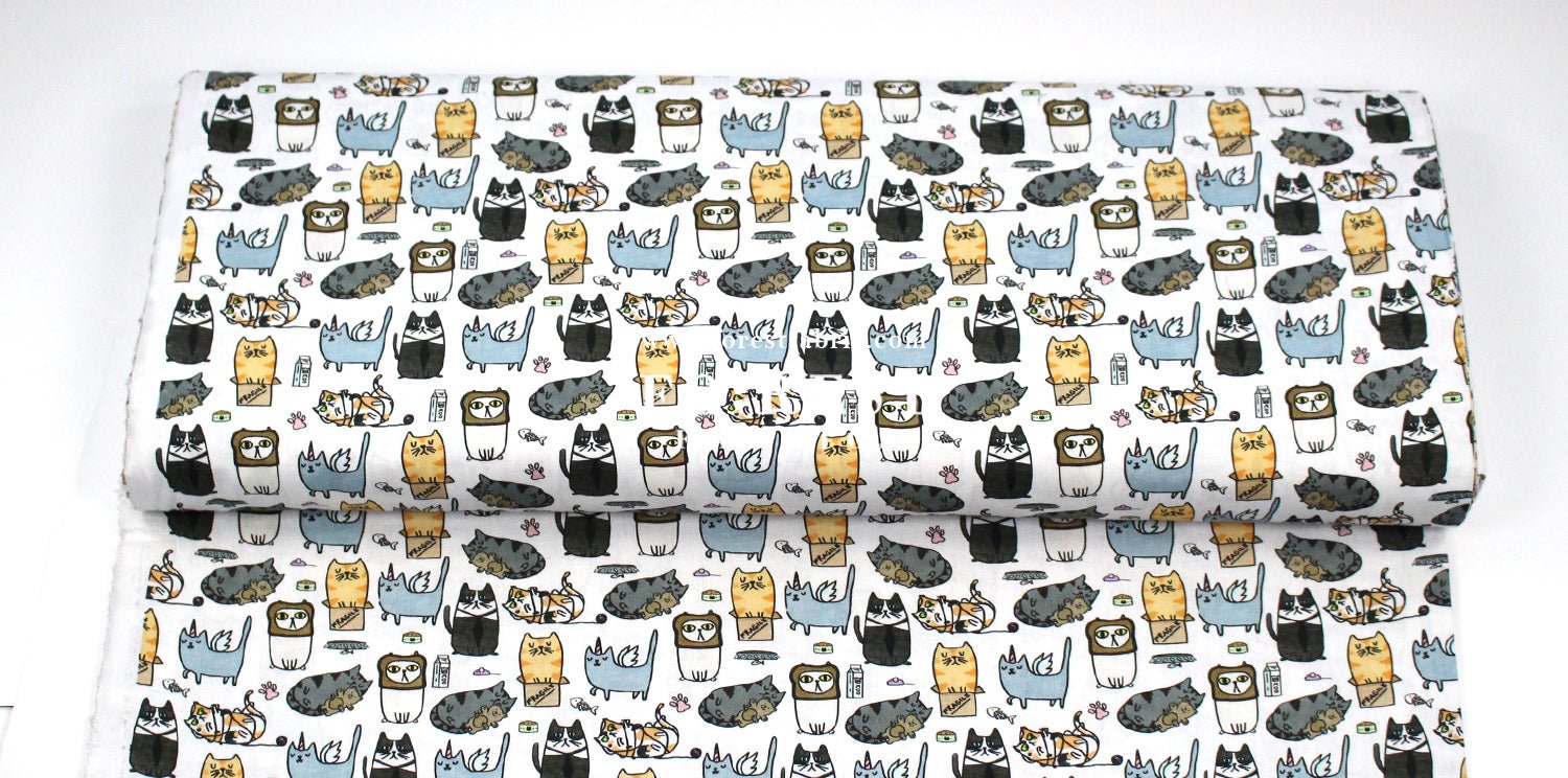 cotton - Silly Cats fabric - FO:REST Fabric 布恩堂Liberty fabrictana lawnjapanese fabricykk zipper