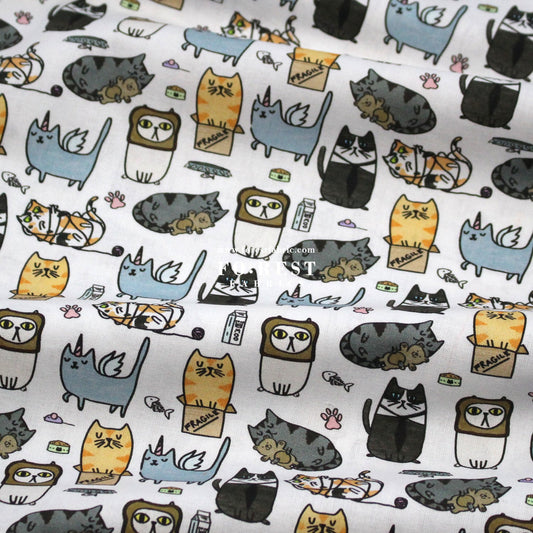 cotton - Silly Cats fabric - FO:REST Fabric 布恩堂Liberty fabrictana lawnjapanese fabricykk zipper