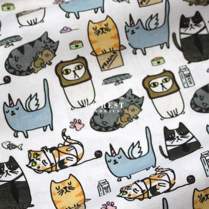 cotton - Silly Cats fabric - FO:REST Fabric 布恩堂Liberty fabrictana lawnjapanese fabricykk zipper