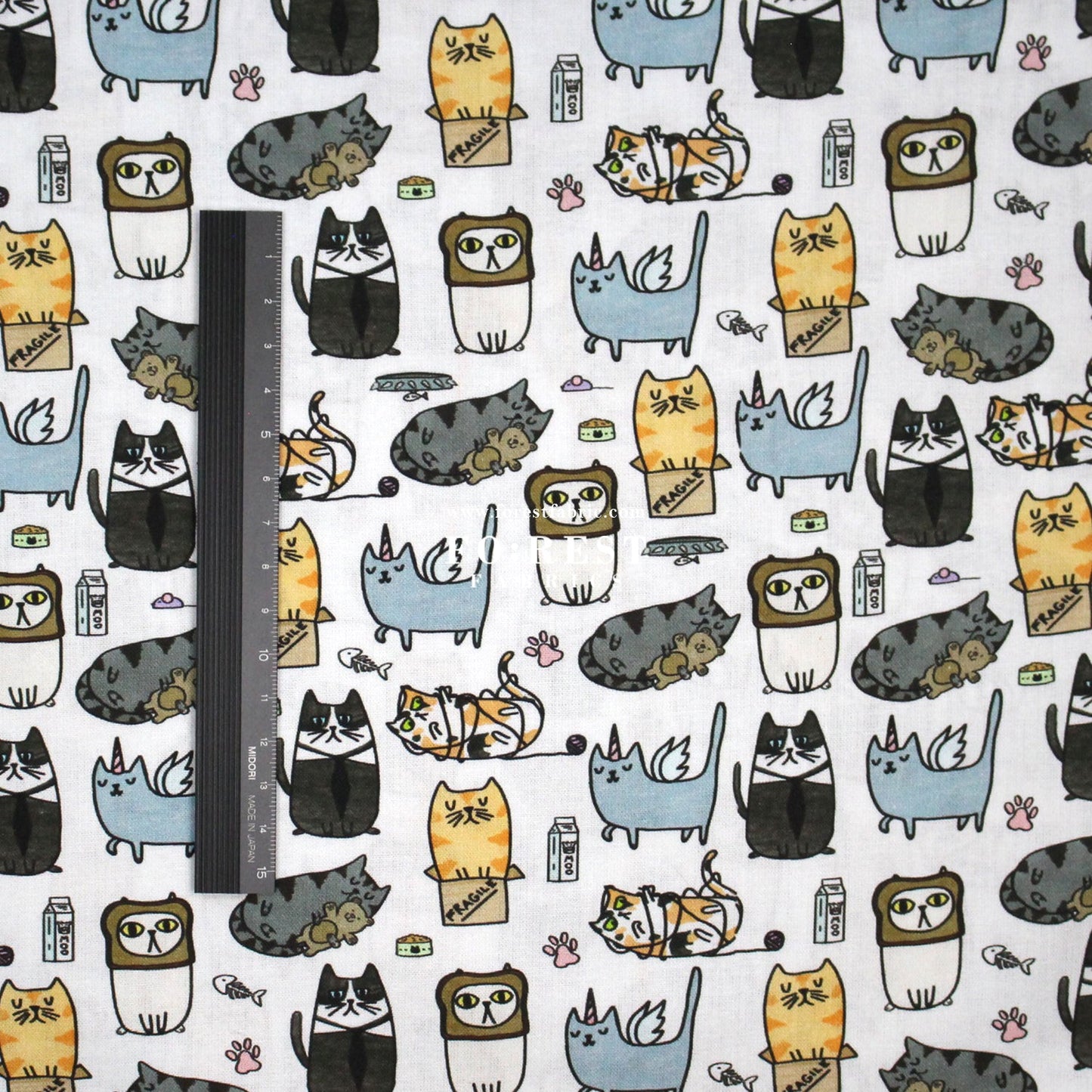 cotton - Silly Cats fabric - FO:REST Fabric 布恩堂Liberty fabrictana lawnjapanese fabricykk zipper