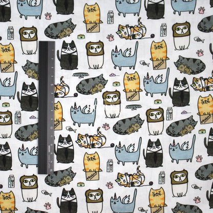 cotton - Silly Cats fabric - FO:REST Fabric 布恩堂Liberty fabrictana lawnjapanese fabricykk zipper